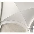 Elevator Hallway Interior With White Columns And Archway Plaster Wall Design 3d model