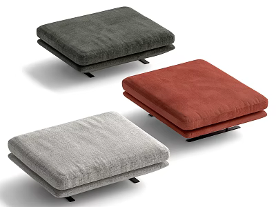 Modern Upholstered Sofa Stools in Three Color Options Gray Red Light Gray 3d model
