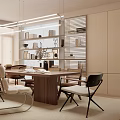 Cozy Restaurant Corner With Wooden Table Wicker Chair Books And White Floor Lamp