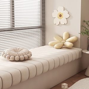 Cream Wind Bay Window Cushion Pillow 3d model