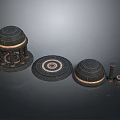 Black Dome Classical Architecture Models With Golden Decorations Circular Bases And Columns 3d model
