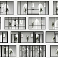 Various Glass Door And Window Designs With Indoor Plants And Wall Art