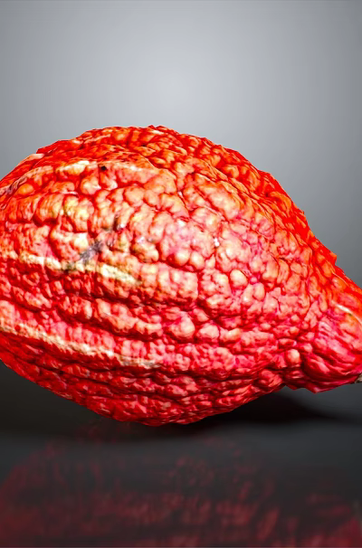 Red Textured Pear Shaped Household Decor Item With Reflection On Black Background 3d model