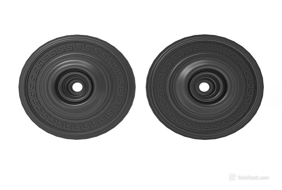 Two Modern Black Decorative Ceiling Light Panels With Greek Key Pattern Design 3d model 