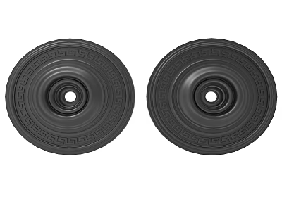Two Modern Black Decorative Ceiling Light Panels With Greek Key Pattern Design 3d model