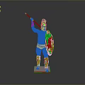 Ancient Warrior With Spear Shield And Armor Standing On Base 3d model
