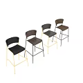 Contemporary Bar Stools With Black Leather Gold Frame And Wooden Seat Black Frame