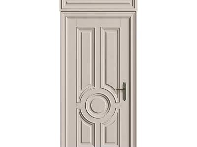Light Colored Hinged Door With Decorative Panel Design And Metal Handle 3d model