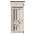 Light Colored Hinged Door With Decorative Panel Design And Metal Handle 3d model