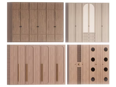 Stylish Modern Wooden Wardrobe Design With Glass Doors Drawers And Handles 3d model