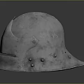 Medieval Knight Helmet Featuring Shiny Silver Metallic Finish and Decorative Side Protrusions