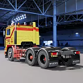 Yellow Volvo Truck With Northstar Writing Parked In Industrial Indoor Space