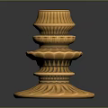Ornate Copper Candle Holder With Layered Fluted Design And Decorative Base