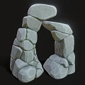 Natural Stone Arch Structure With Irregular Rock Blocks And Textured Surface 3d model