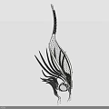 Intricate 3D Decorative Sculpture With Feather Shaped Mesh And Metallic Details