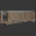 Industrial Sci Fi Interior With Curved Metal Tracks And Metal Frames