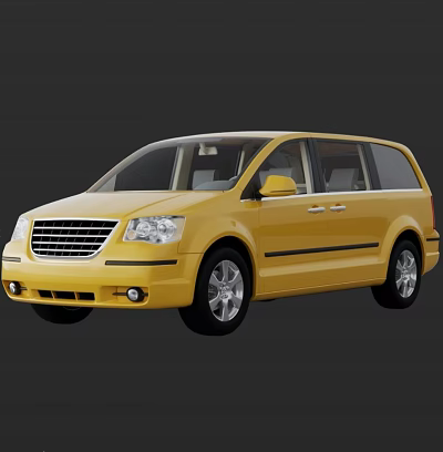 Yellow Minivan Car With Modern Front Grille And Sleek Body Design 3d model
