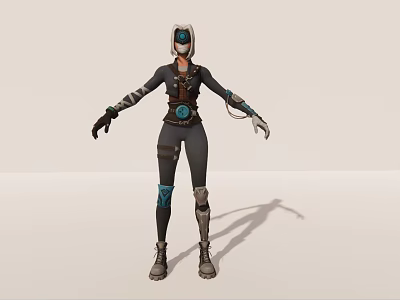 Futuristic Game Movie Character With Black Outfit Blue Accents And Helmet 3d model