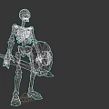 Fantasy Game Movie Character Skeleton Warrior Holding Sword And Shield