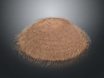 Natural Rural Landscape Featuring Circular Brown Grass Mound And Slender Strands Against Dark Background 3d model