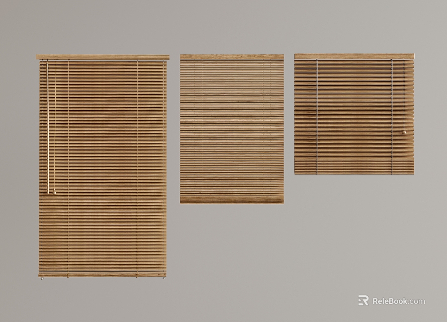 Three Natural Bamboo Blinds Window Covering For Home Decor And Interior Design 3d model 