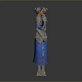 Warrior Character Design With Blue Silver Armor Gold Accents Front And Back Views