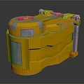 Yellow Industrial Metallic Case With Silver Panels And Circular Top Design