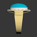 Gold Ring With Turquoise Stone And Crystal Accents For Daily Wear