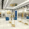 Fashion Clothing Store Interior With Glass Window Display Mannequins And Clothing Racks