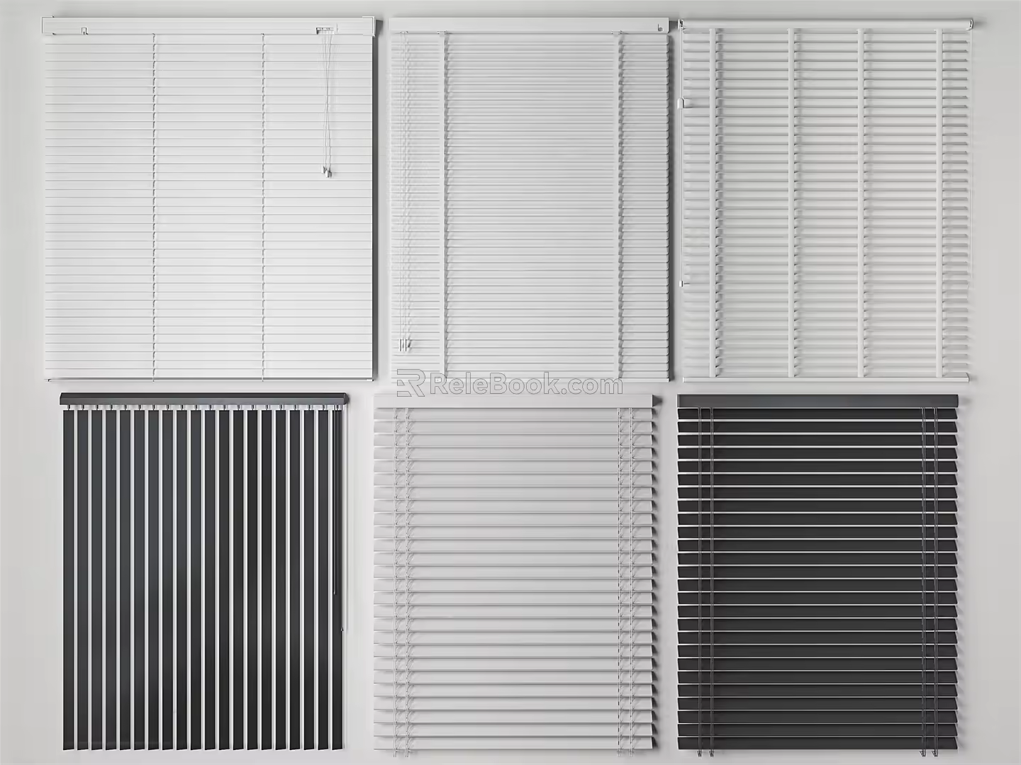 Modern venetian blinds roller blinds shutter combination bamboo blinds office curtains minimalist venetian blinds 3d model