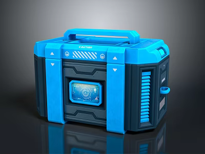 Blue Portable Camping Essential Device with Handle Digital Display and Ventilation Vents for Outdoor Activities 3d model