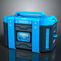 Blue Portable Camping Essential Device with Handle Digital Display and Ventilation Vents for Outdoor Activities