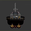Tugboat with Red and Black Hull Deck Equipment and Yellow Lights as Water Transport Craft