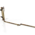 Brass Tone Metal Mechanical Component With Elongated Rod And Connected Parts