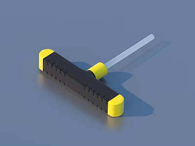 Ergonomic Hardware Tools Screwdriver With Yellow Black Handle And Steel Shaft 3d model