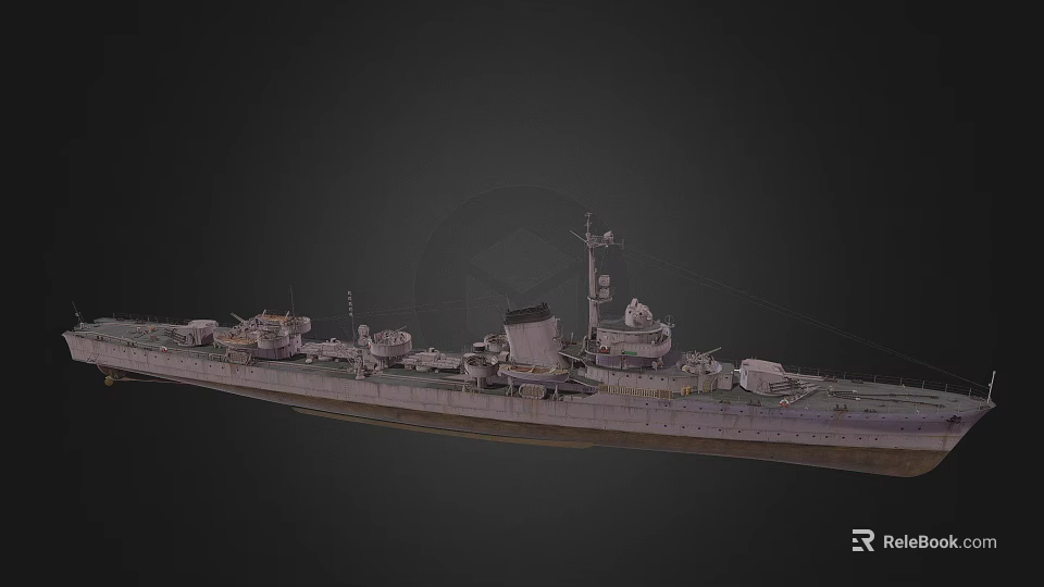 Highly Detailed Warship Model Featuring Deck Turrets Mast And Historical Naval Structure 3d model 