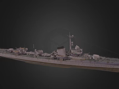 Highly Detailed Warship Model Featuring Deck Turrets Mast And Historical Naval Structure 3d model