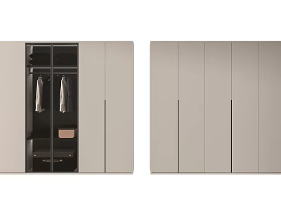 Modern Light Colored Wardrobe With Open Door Showing Interior Storage Space 3d model