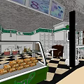 Green Themed Milk Tea Shop With Decorative Wall And Seating Area