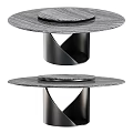 Modern Gray Dining Table With Black Spiral Legs And Circular Turntable 3d model