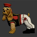 Cute Dog Doll Wearing Red Hat Decorative Outfit And Black Boots