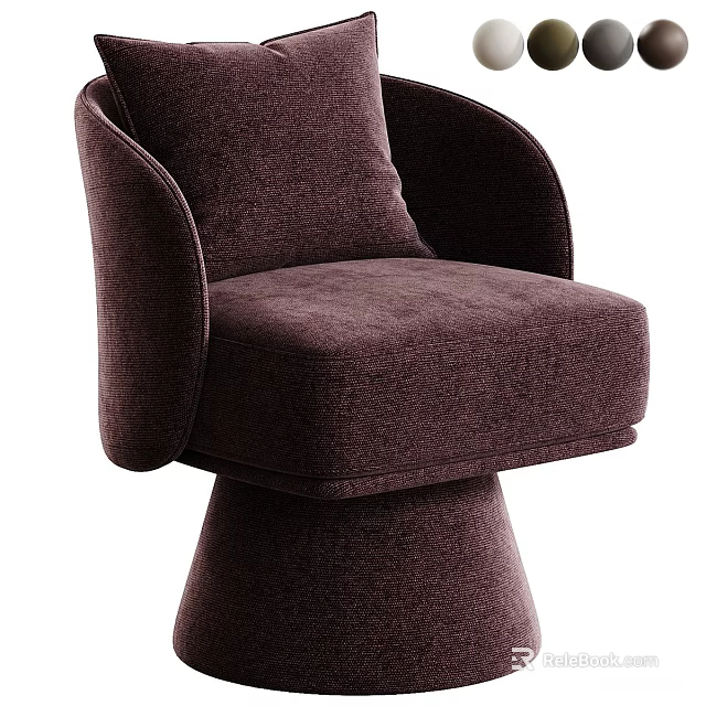 Deep Brown Fabric Single Sofa with Armrest and Conical Modern Design 3d model 