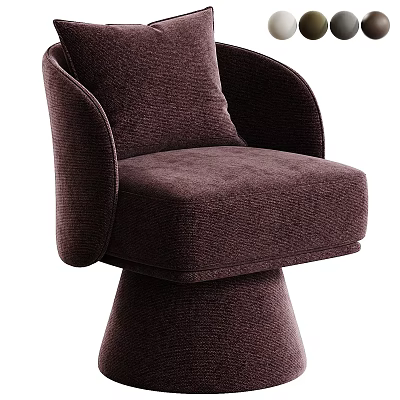 Deep Brown Fabric Single Sofa with Armrest and Conical Modern Design 3d model