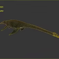 Plesiosaur 3D Model Long Neck Streamlined Body Dark Gray Skin On Gray Background With Reflection