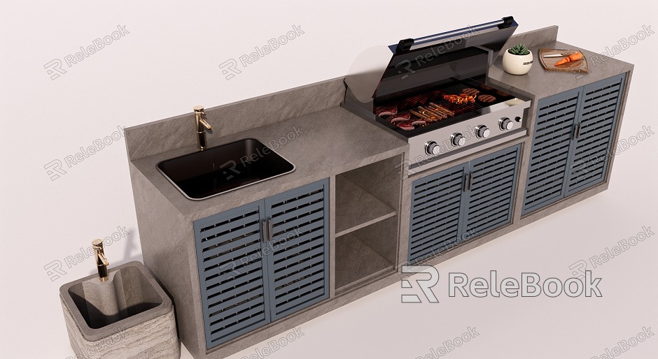 Barbecue Grill Barbecue Countertop Barbecue Grill Barbecue Kitchen Outdoor Kitchen Outdoor Sink Wash Basin model