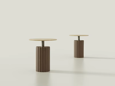 Modern Wooden Side Tables with Round Tops and Cylindrical Bases in Minimalist Home Interior 3d model
