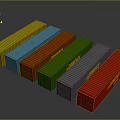 Colorful Shipping Containers Arranged In A Row On Dark Background