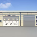 Domestic Waste Collection Point With Sorting Signs And Light Color Exterior Structure