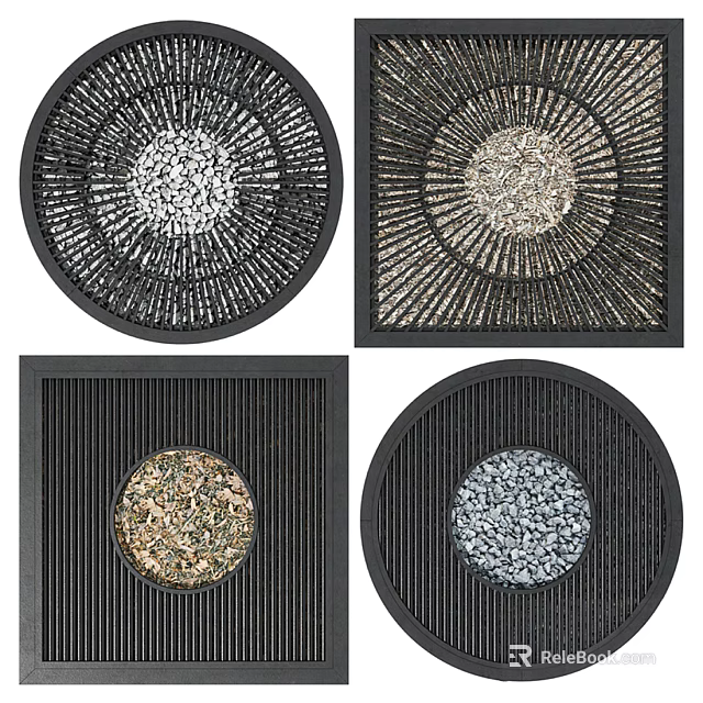 Tree Pits With Various Designs Circular And Square Shapes Black Frames Decorative Gravel 3d model 