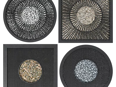 Tree Pits With Various Designs Circular And Square Shapes Black Frames Decorative Gravel 3d model
